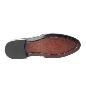 Black Croc Embossed Double Monk Loafers Bella Tread