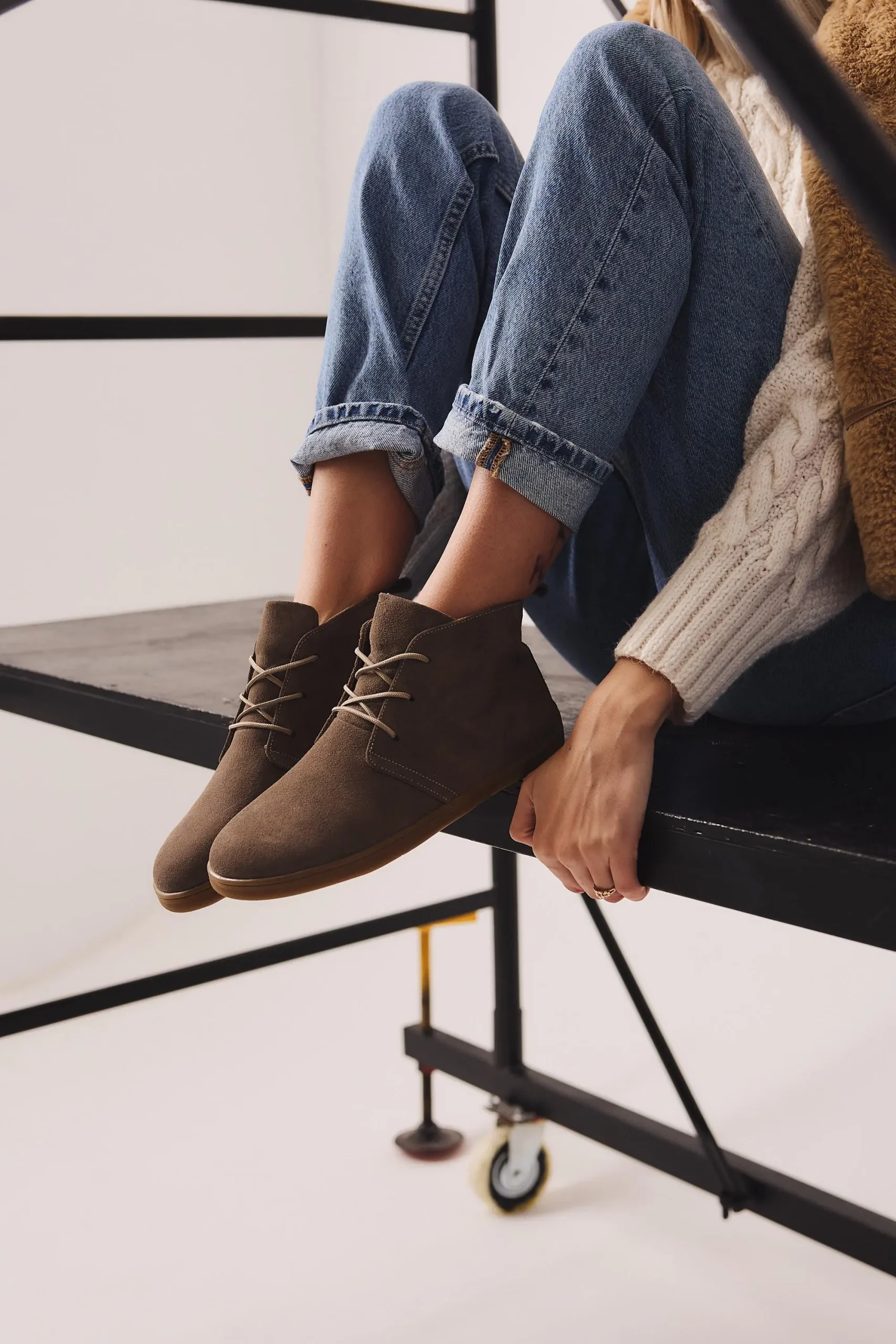 Barefoot Boots Gray Suede Ankle Boots With Wide